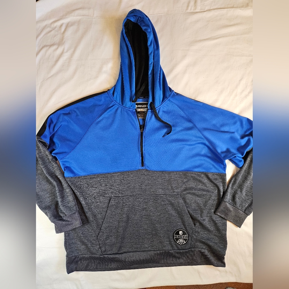 And1 Mens Blue And Gray Long Sleeve Half Zip Pullover Hoodie Sweater Size XXL